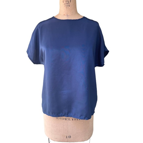 Vintage Christie & Jill Blue Short Sleeve Shirt Medium M - Picture 1 of 7